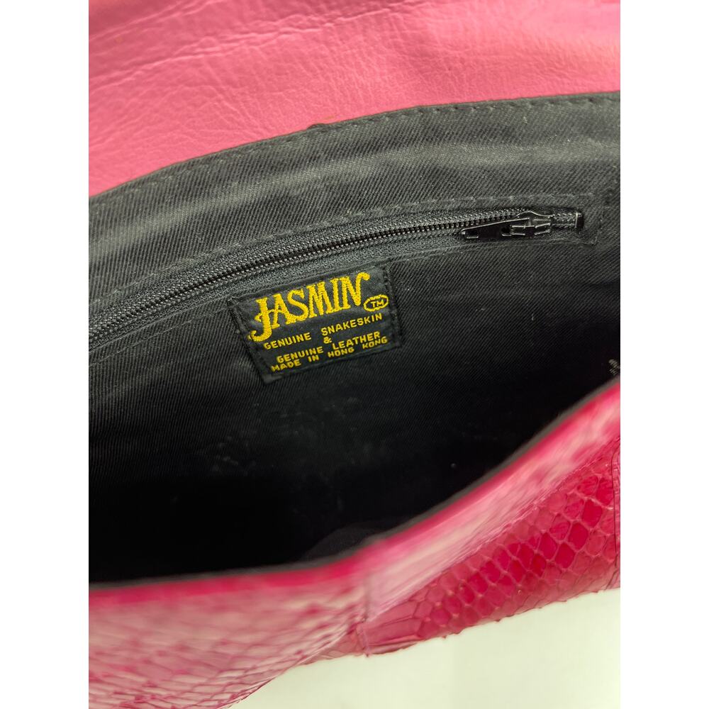 70s Vintage Jasmin Genuine Snakeskin Fuchsia Pink Crossbody Bag Flap Clutch - Picture 4 of 6